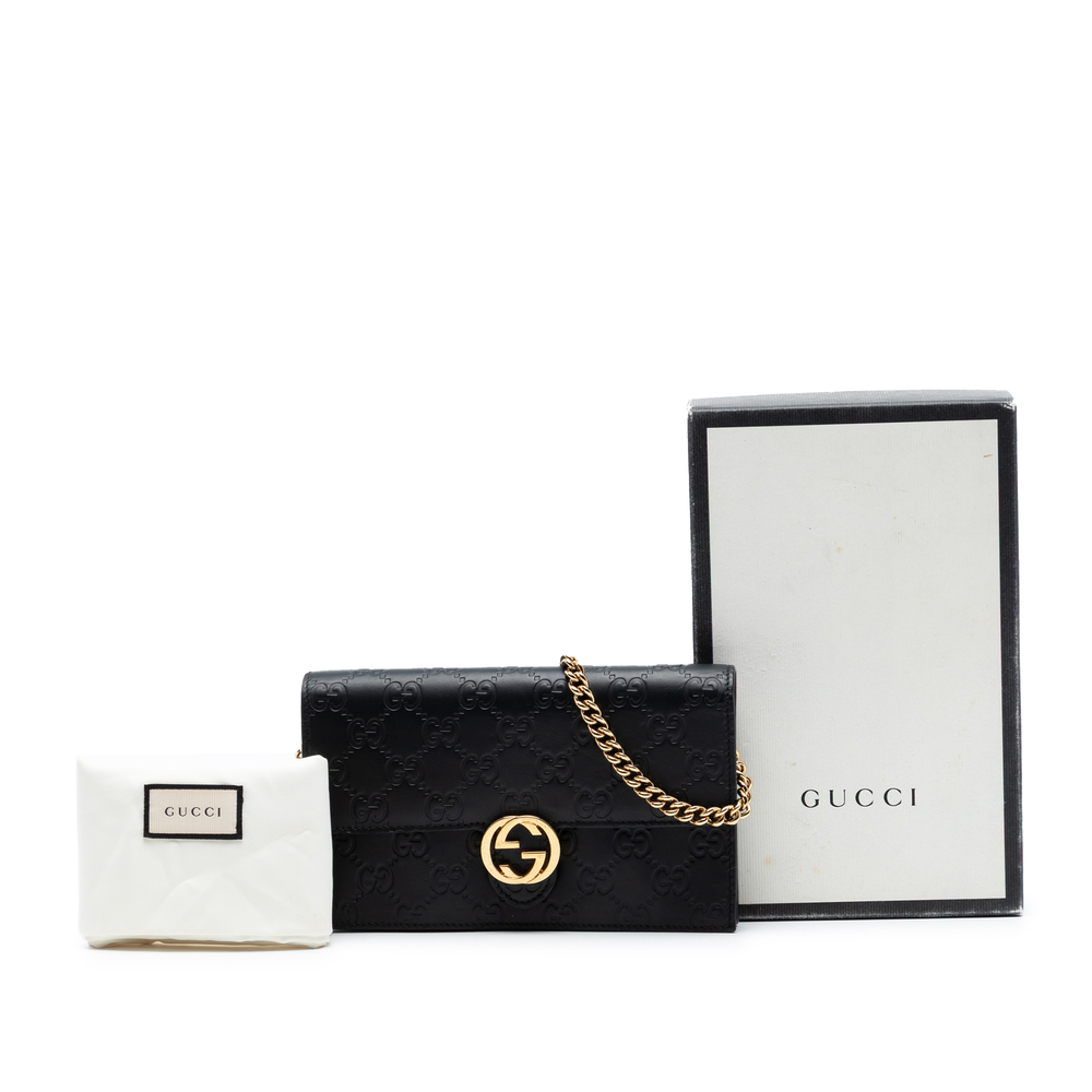 Pre-Loved Gucci Guccissima Interlocking G Wallet On Chain - Picture 8 of 8